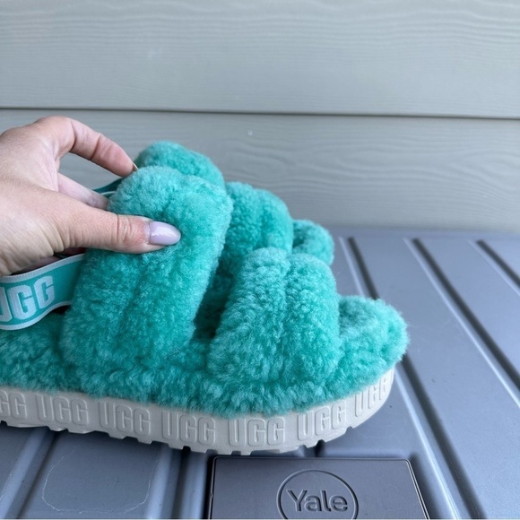 UGG Oh Fluffita Sherpa Platform Sandals Inside Outside Tiffany Blue Size 8 Women - Picture 5 of 9